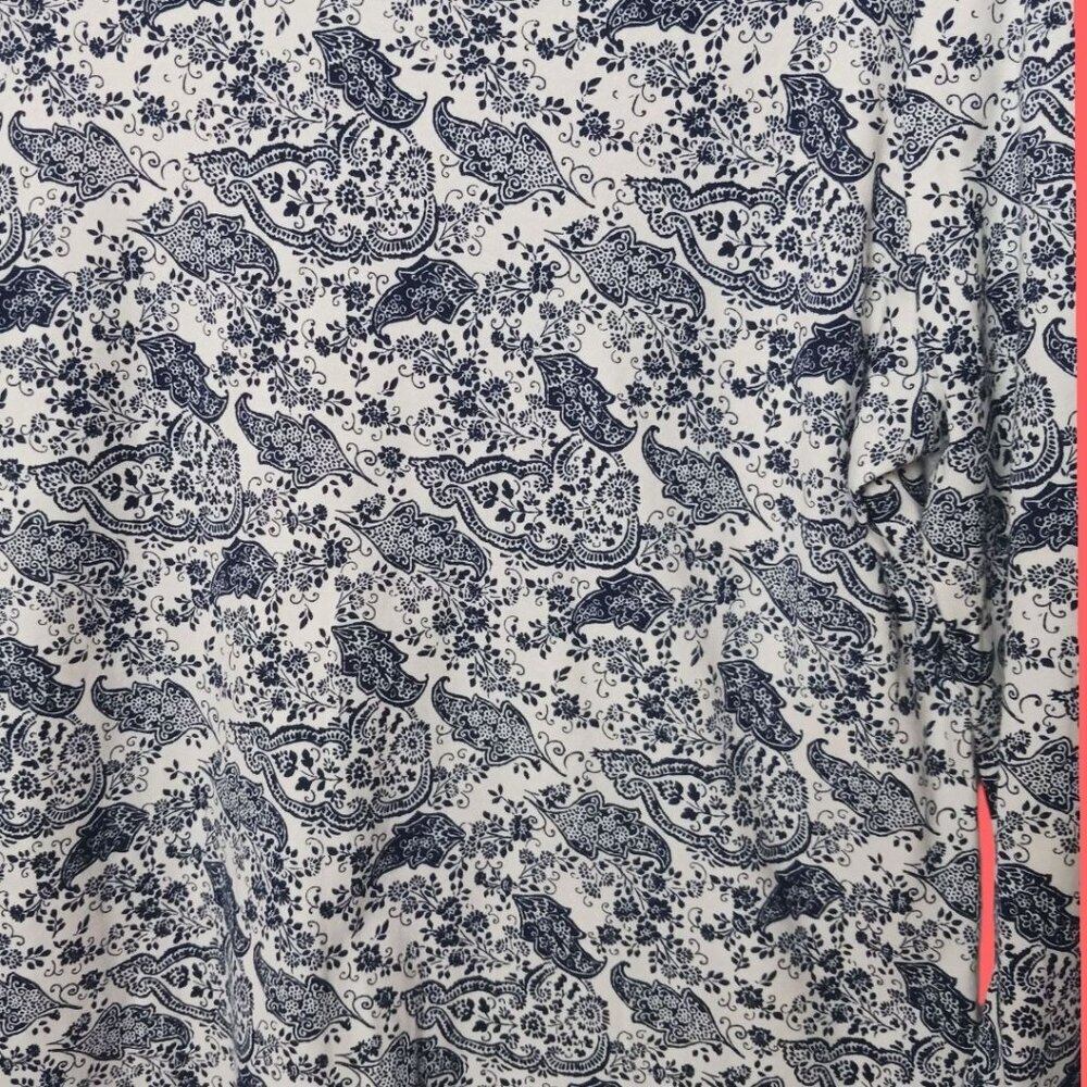 Basic Editions Womens Paisley Print Long Sleeve Shirt  Blue & White Medium - Picture 4 of 8